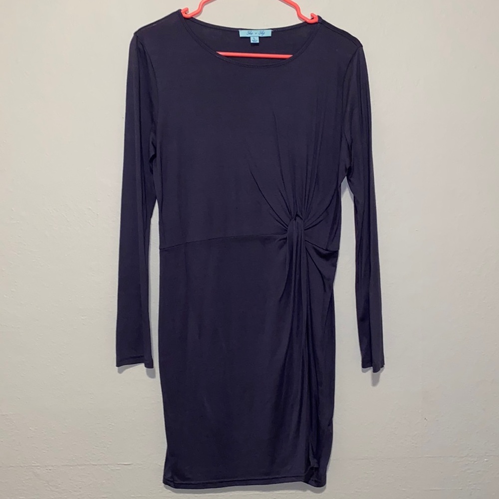 She + Sky Grey-Blue Fitted Dress - L